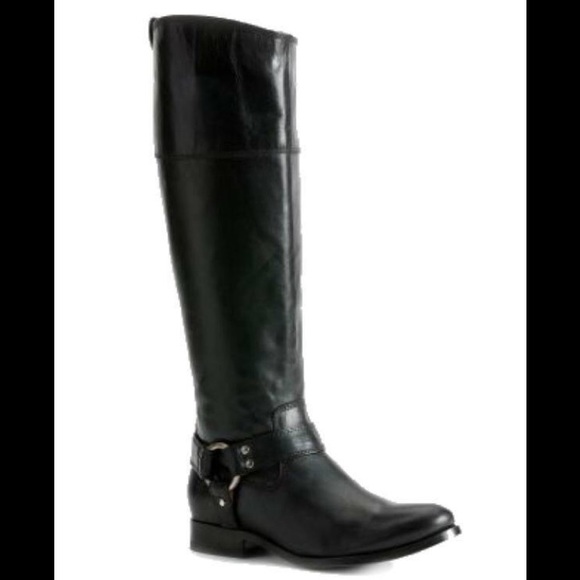 Frye Shoes - Frye Melissa Black Harness Inside Zip Boots #76927